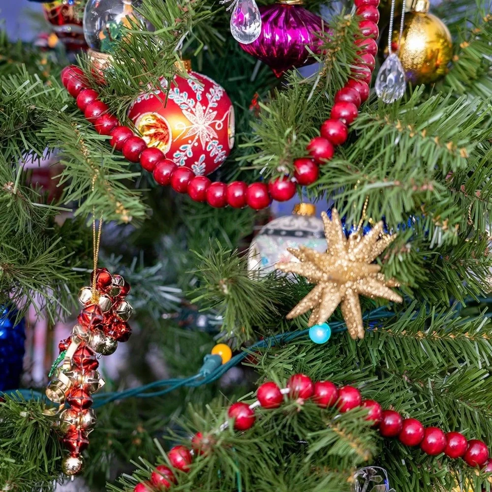 Christmas Red Wood Bead Garland
